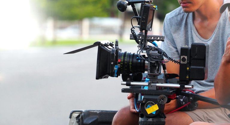 Behind the scenes of movie or video shooting production.